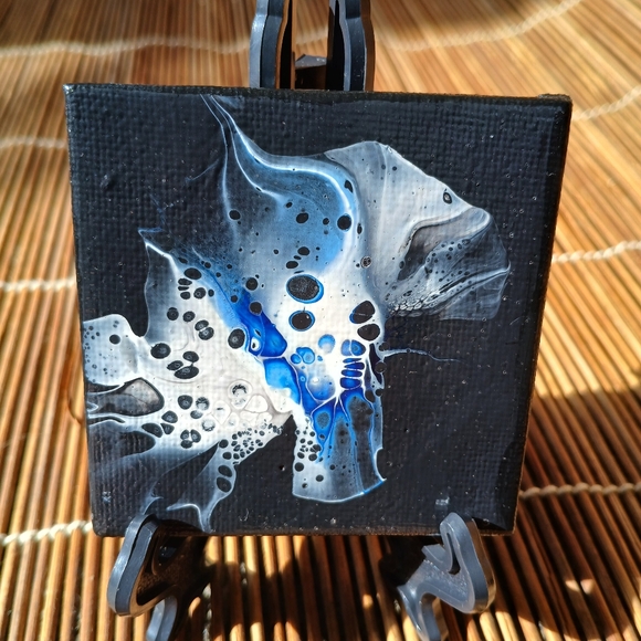 "Blue Dream" Acrylic Pour Painted Magnetic Stretched Canvas - Picture 1 of 6